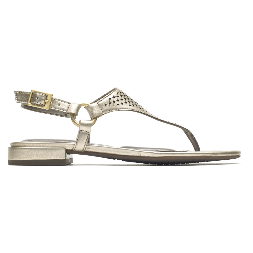 Rockport Sandals For Womens Gold - Total Motion Zosia Thong - YK4328067